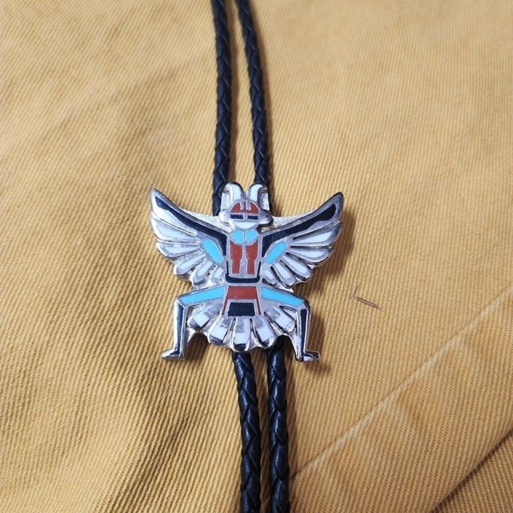 Vtg Silvertone Kachina Bolo Leather Tie